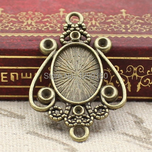 Bezels Set Pendant - 50 pçs/lote Liga Tom Bronze Cameo/Vidro/Quadro