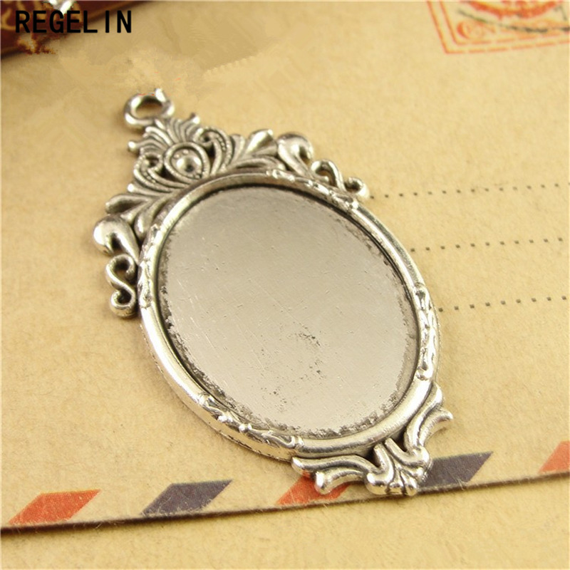 Bezels Set Pendant - REGELIN-Antique Bronze Configurações Pingente, Cabochons Bases,